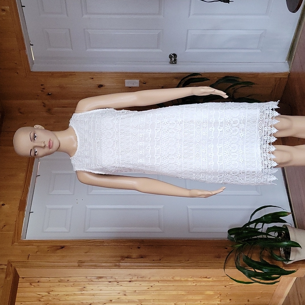 Necessary Objects A line Crochet Lace Sleeve Less Dress